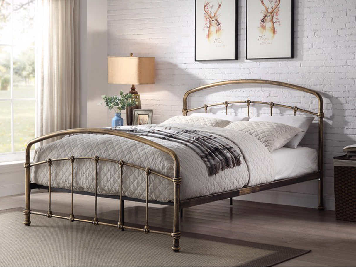 Hartley Metal Bed Frame Brass - Queen