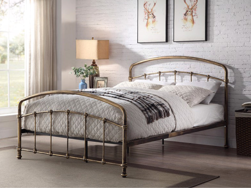 Hartley Metal Bed Frame Brass - Queen