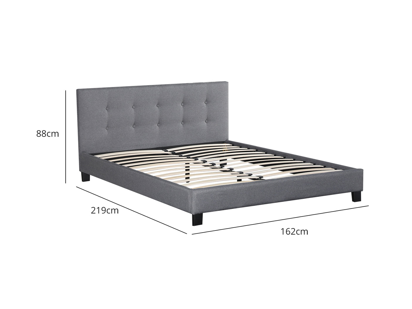 T Pierre Bed Frame Queen Linen Grey