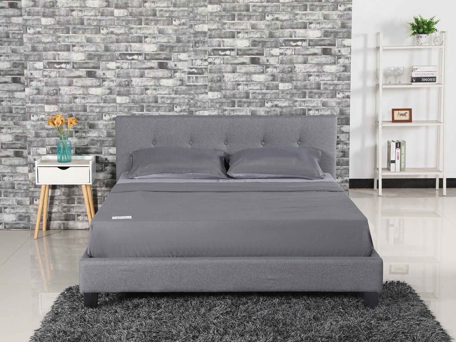 Pierre Bed Frame Grey - Queen