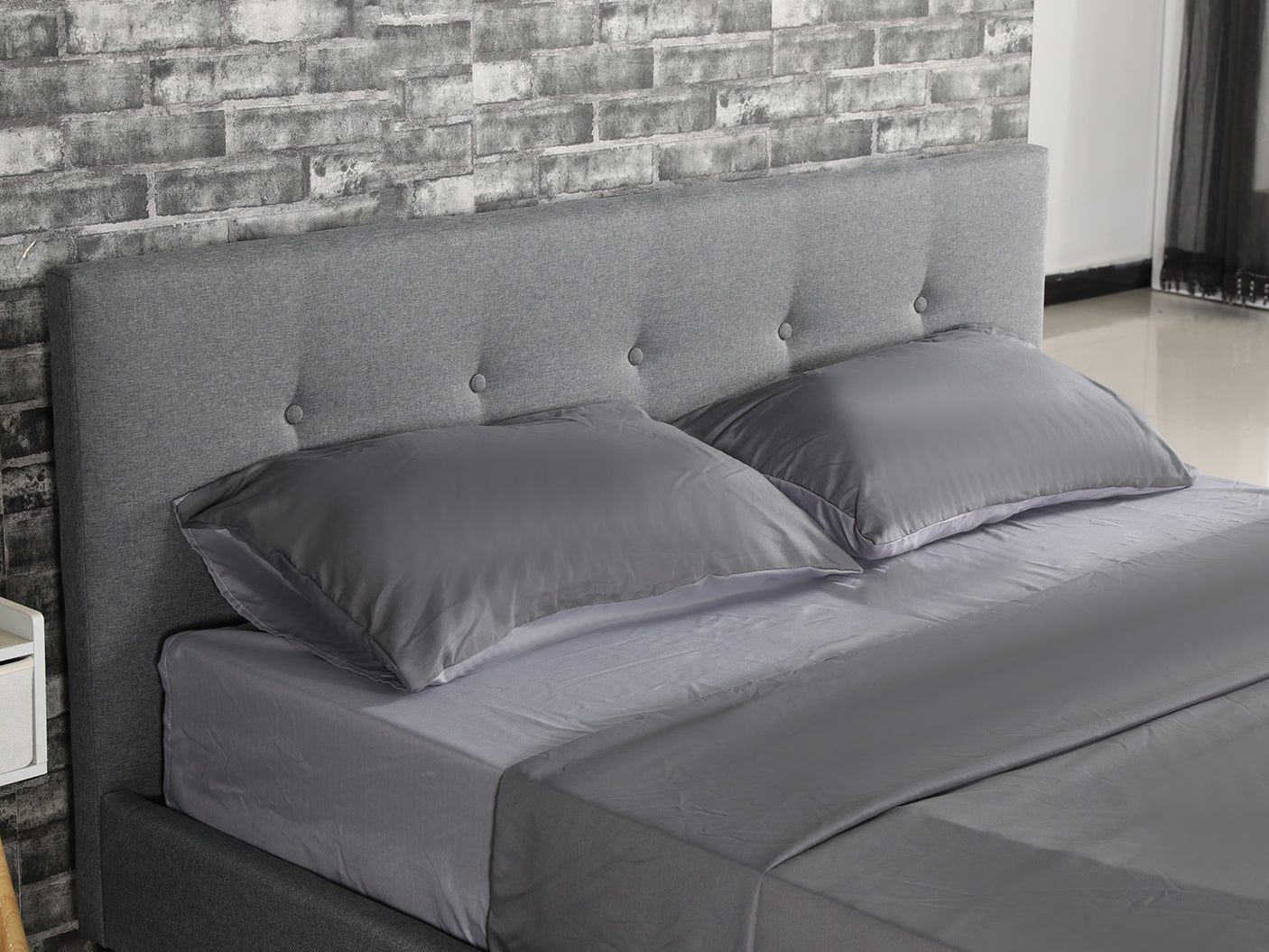 T Pierre Bed Frame Queen Linen Grey