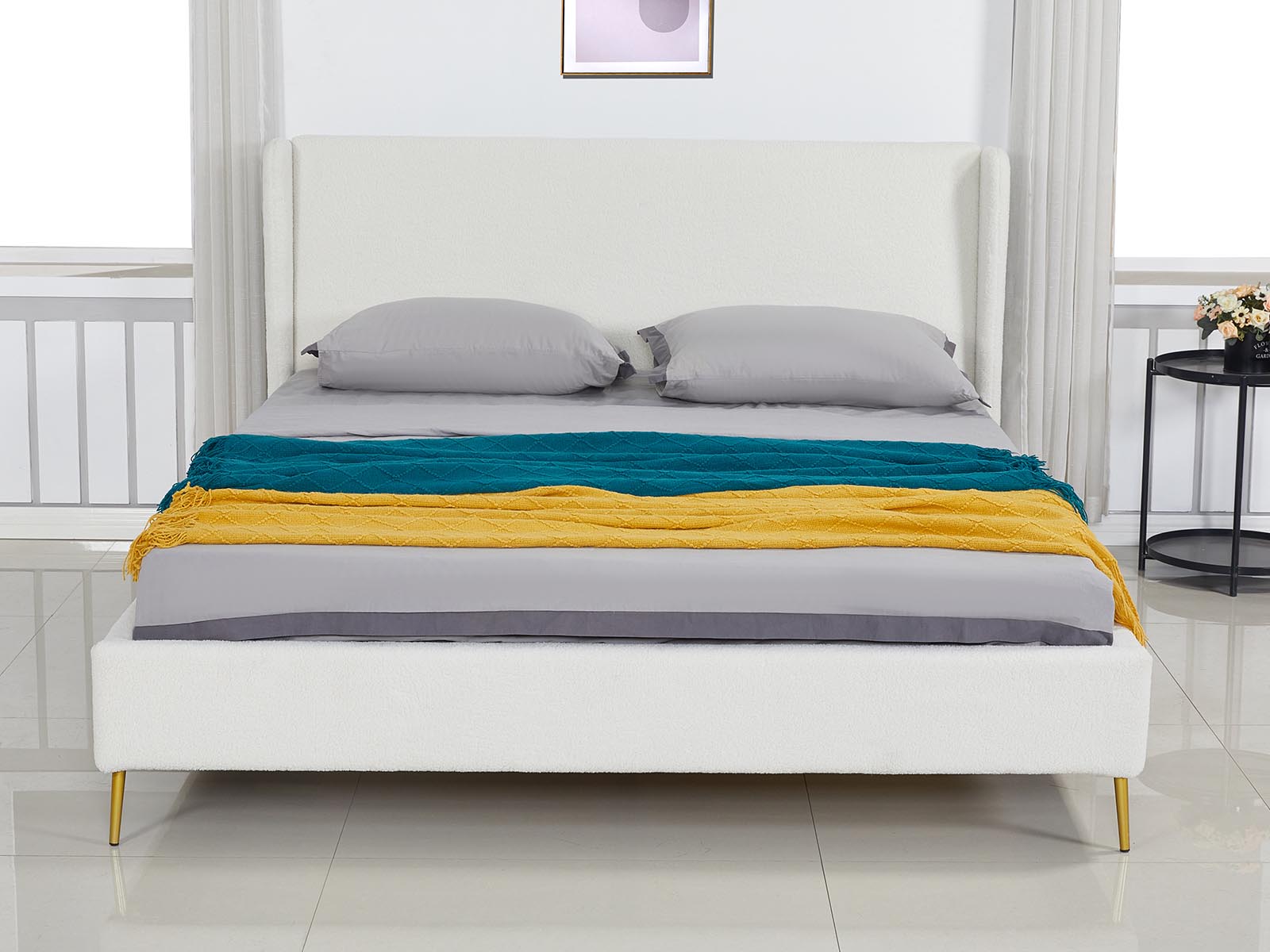 Santos Boucle Bed Frame - Queen