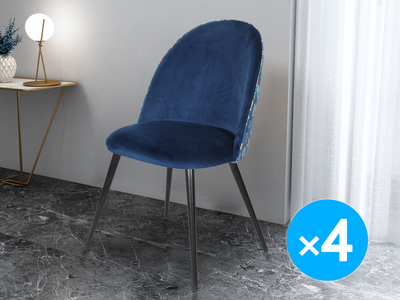 Lavina Velvet Dining Chair Blue - Set of 4