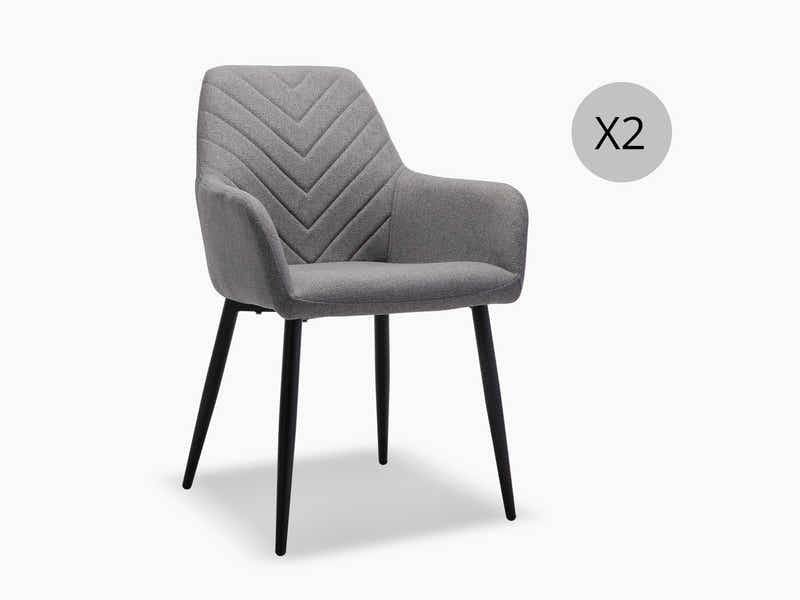 Romia Linen Dining Chair Grey - Set of 2