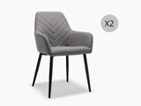 Romia Linen Dining Chair Grey - Set of 2