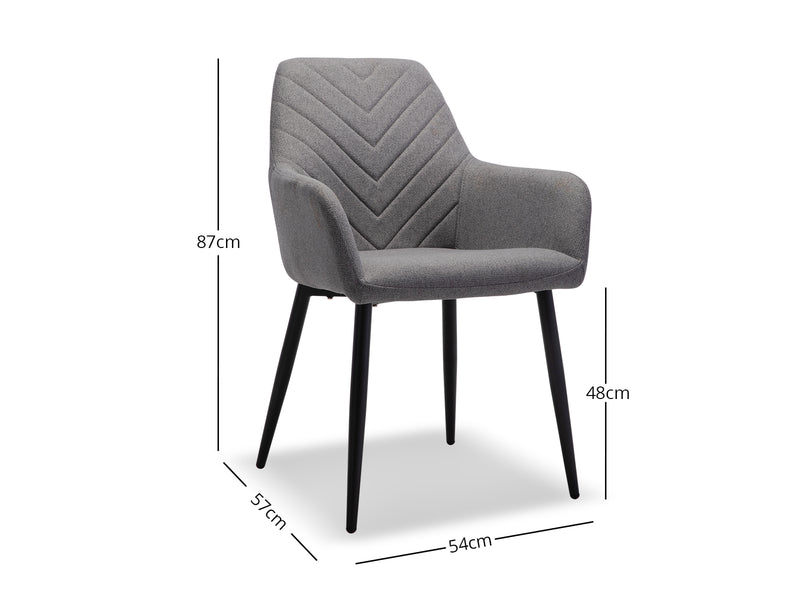 Romia Linen Dining Chair Grey - Set of 2