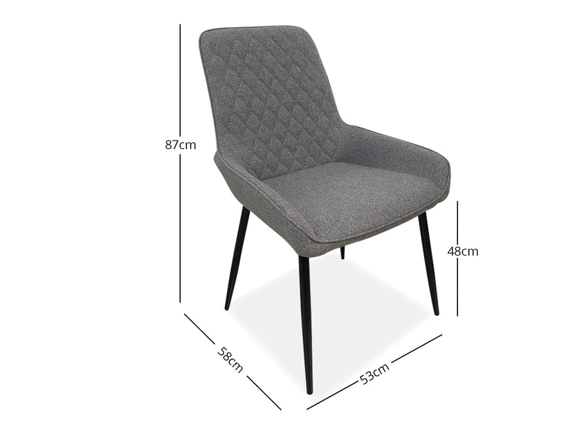 Hebron Linen Dining Chair Grey - Set of 4