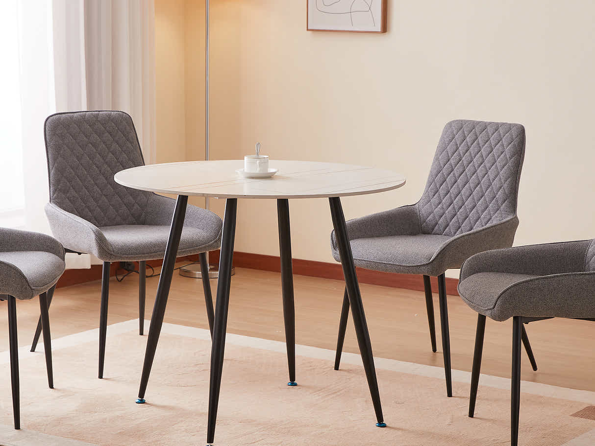 Lavina Round Dining Table with Marble Top - 90 cm