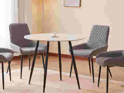 Lavina Round Dining Table with Marble Top - 90 cm