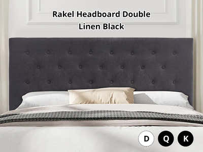 Rakel Headboard Double Linen Black