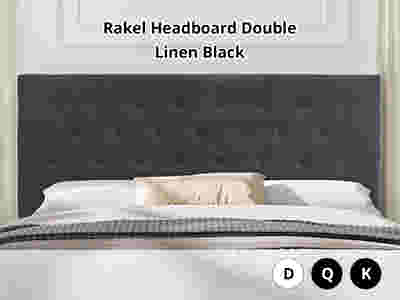 Rakel Headboard Double Linen Black