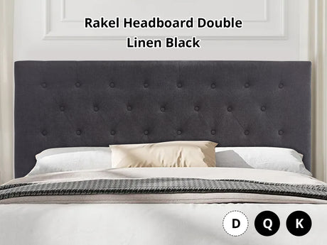 Rakel Headboard Double Linen Black