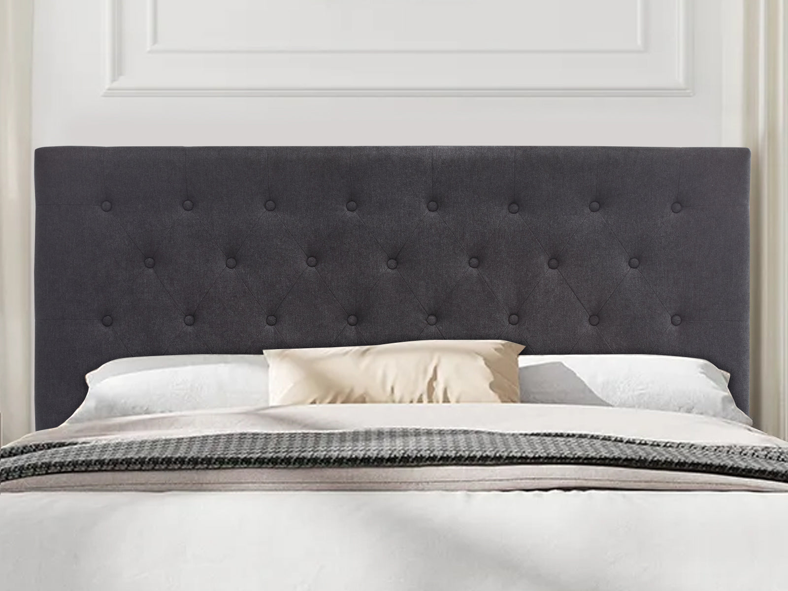 Rakel Headboard Double Linen Black