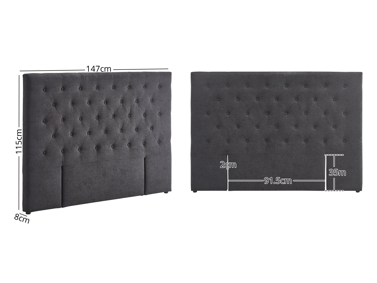 Rakel Headboard Double Linen Black