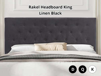 Rakel Headboard King Linen Black