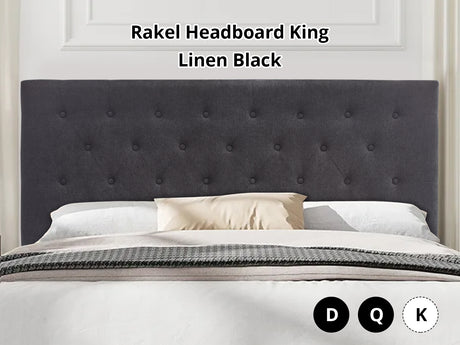 Rakel Headboard King Linen Black