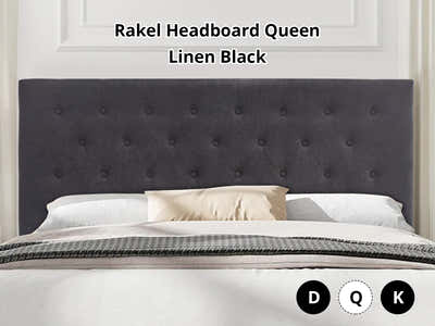 Rakel Headboard Queen Linen Black
