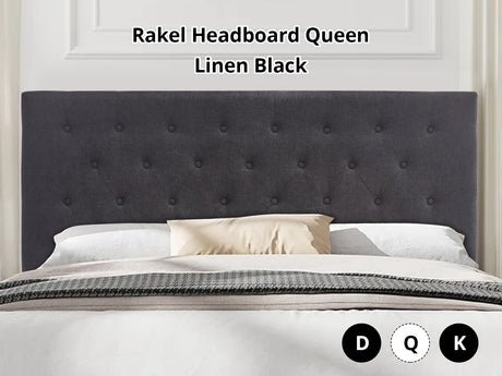 Rakel Headboard Queen Linen Black