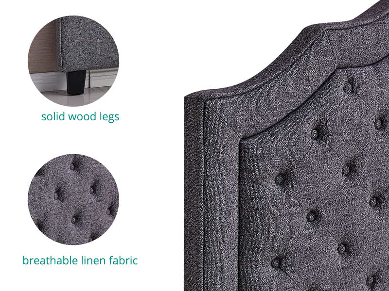 Palmas Linen Headboard Grey - Double