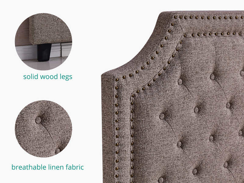 Calwa Linen Headboard Brown - Double