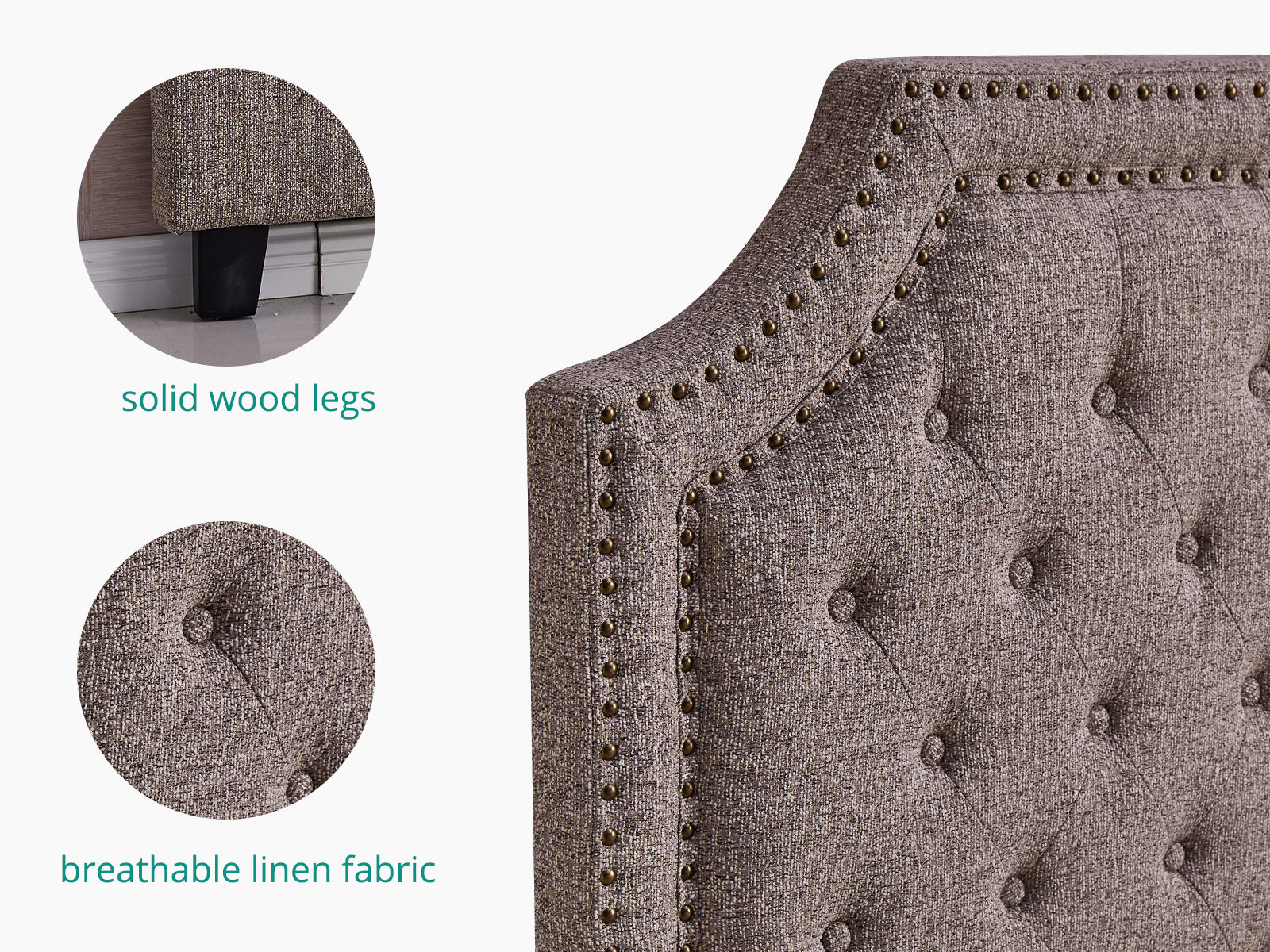 Calwa Linen Headboard Brown - King