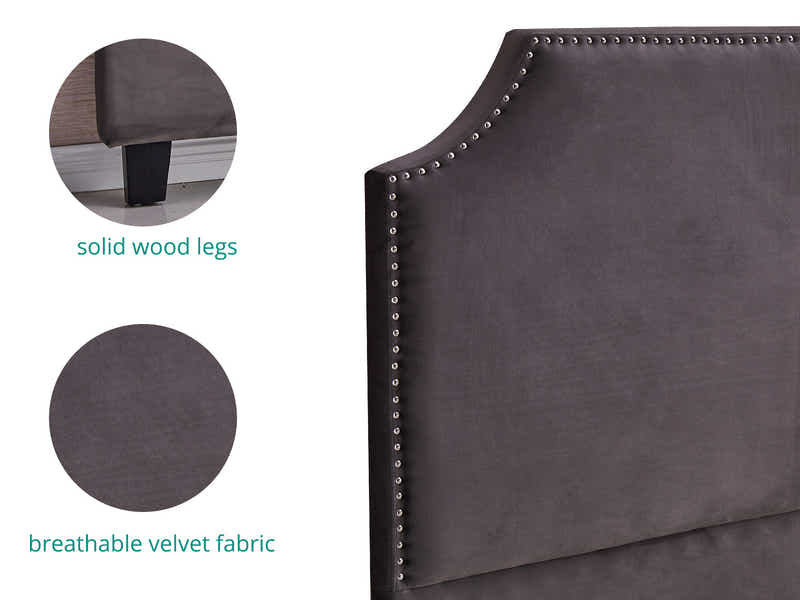 Malvern Velvet Headboard Dark Grey - Double