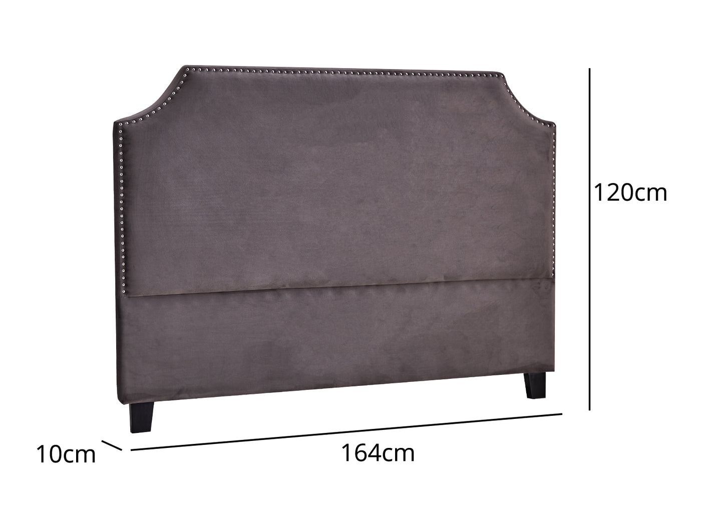 DS Headboard Queen Velvet Dark Grey