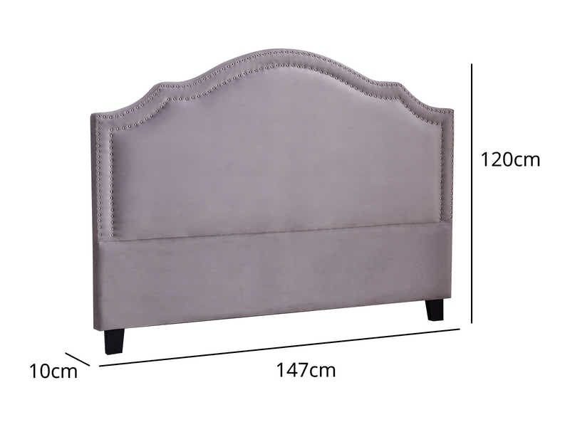 Lavaca Velvet Headboard Light Grey - Double