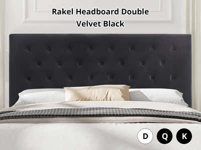 Rakel Headboard Double Velvet Black