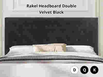 Rakel Headboard Double Velvet Black
