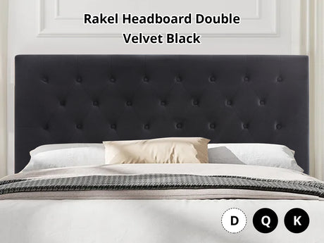 Rakel Headboard Double Velvet Black