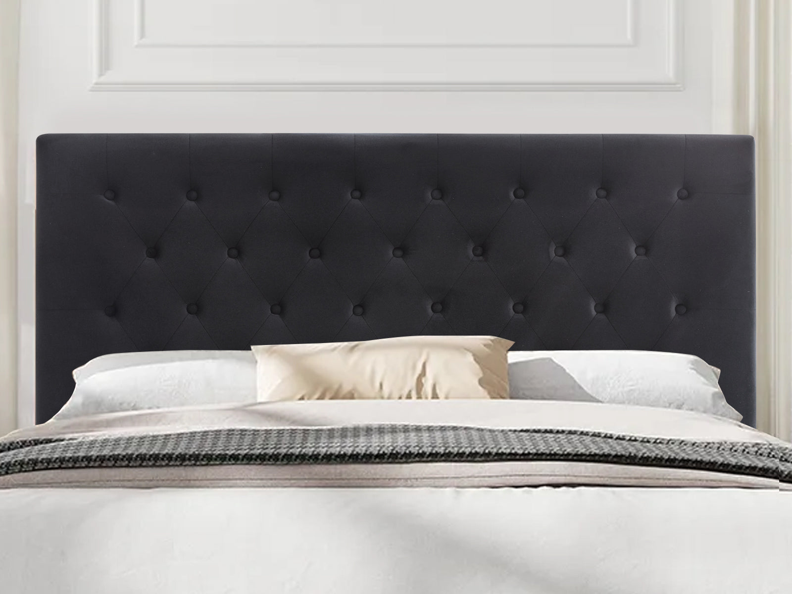 Rakel Headboard Double Velvet Black