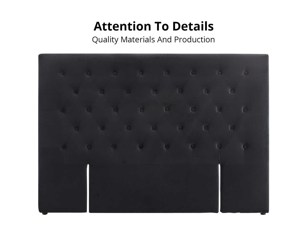 Rakel Headboard Double Velvet Black