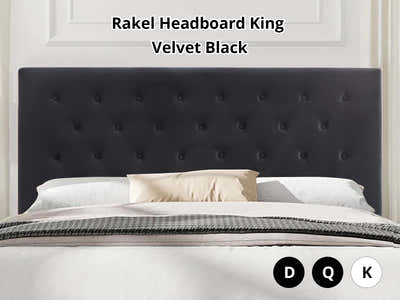 Rakel Headboard King Velvet Black