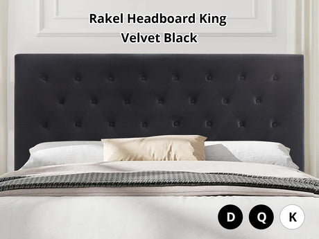 Rakel Headboard King Velvet Black