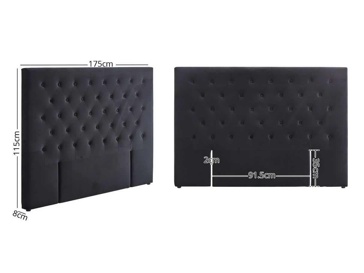 Rakel Velvet Headboard Black- King