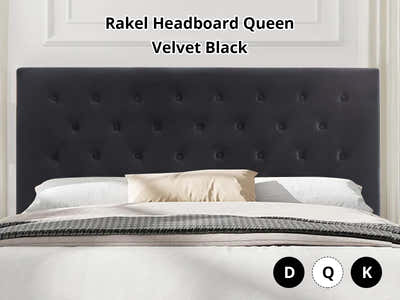 Rakel Headboard Queen Velvet Black