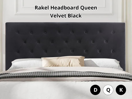 Rakel Headboard Queen Velvet Black