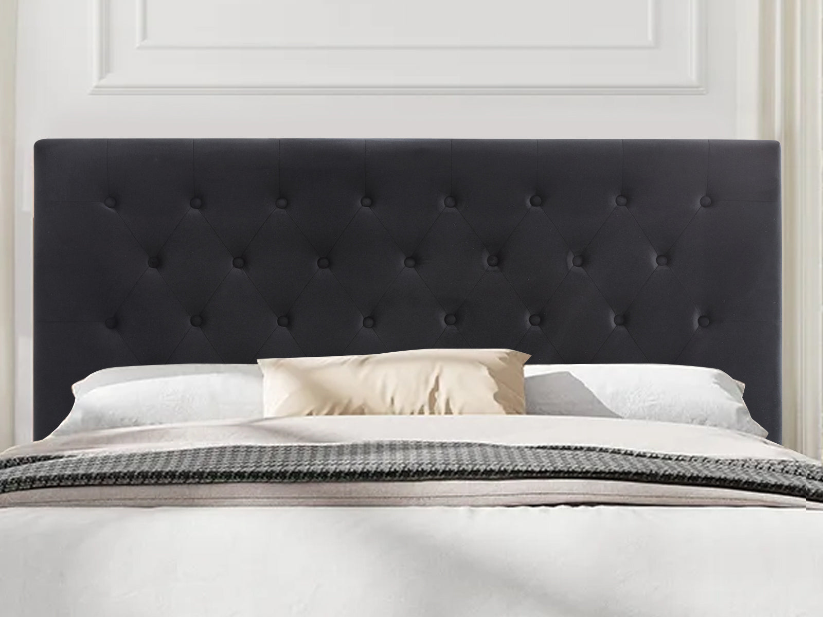 Rakel Headboard Queen Velvet Black