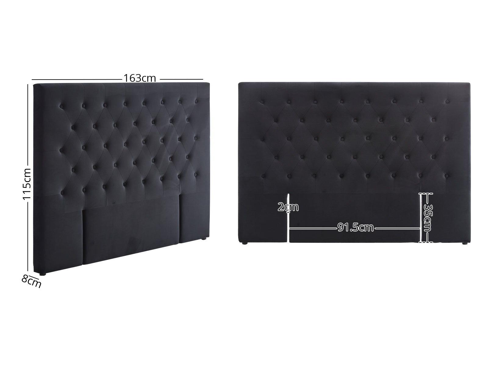Rakel Headboard Queen Velvet Black