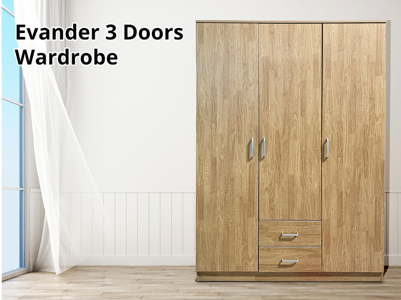 DS Evander 3 Doors Wardrobe With Drawers