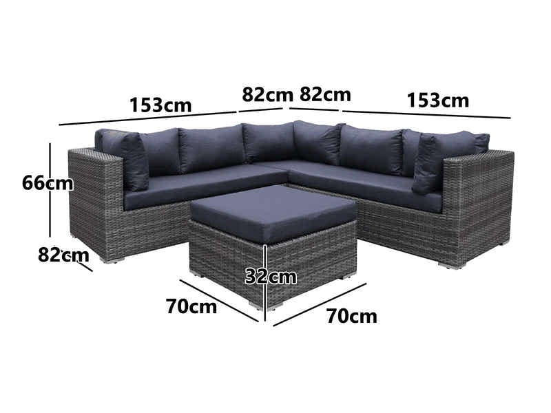 Rimini Lounge Set Dark Grey Wicker