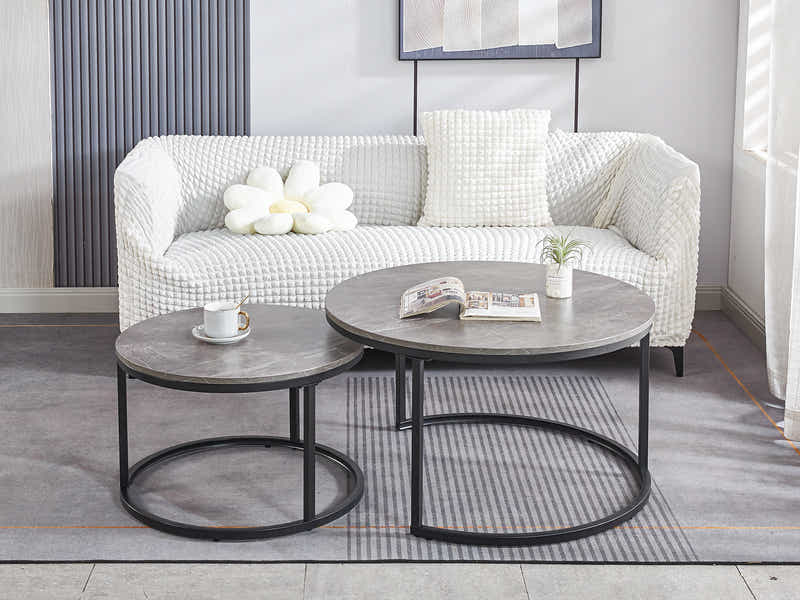 Nesting Coffee Table Set - Grey Marble Look