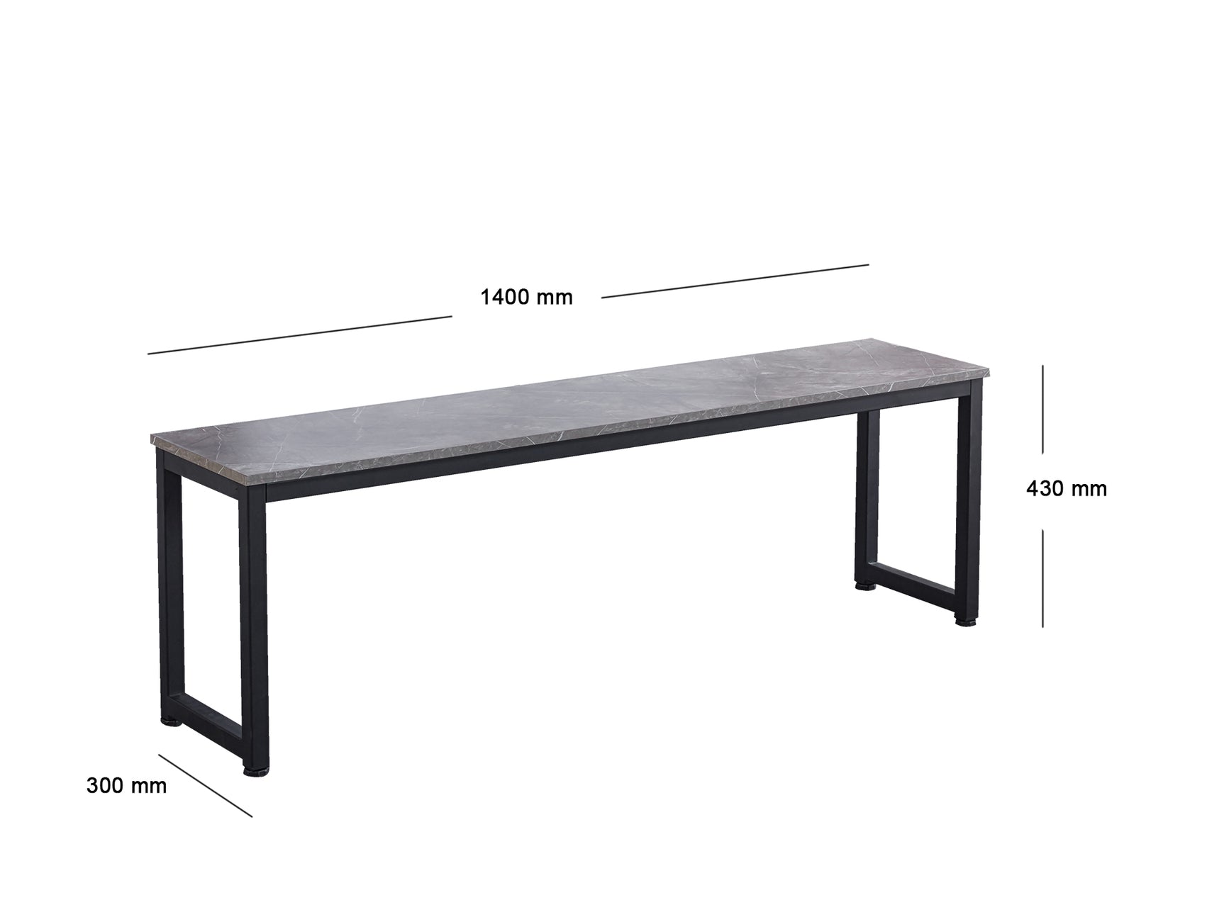 DS Marble Look Dining Table Set With 1.6M Table and 2x Bench Grey