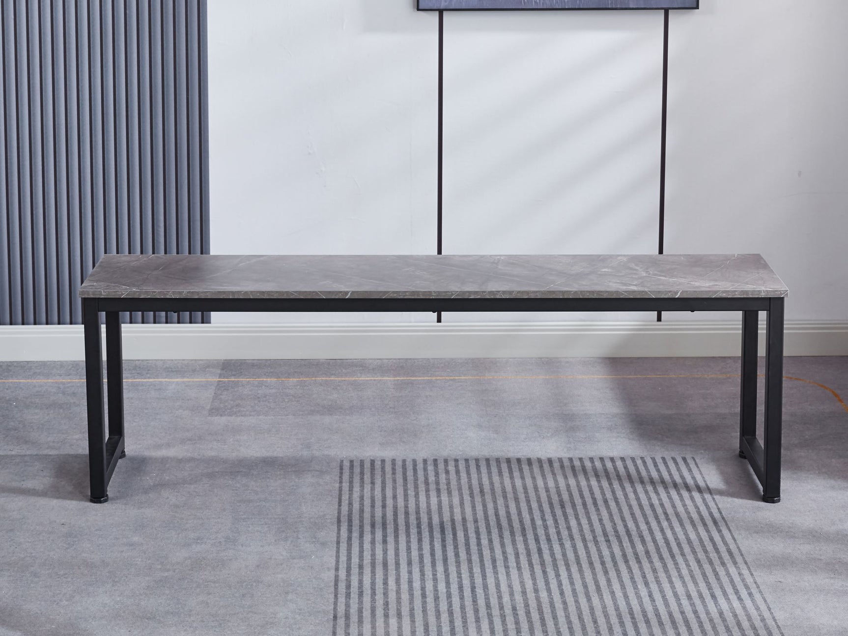 DS Marble Look Dining Table Set With 1.6M Table and 2x Bench Grey