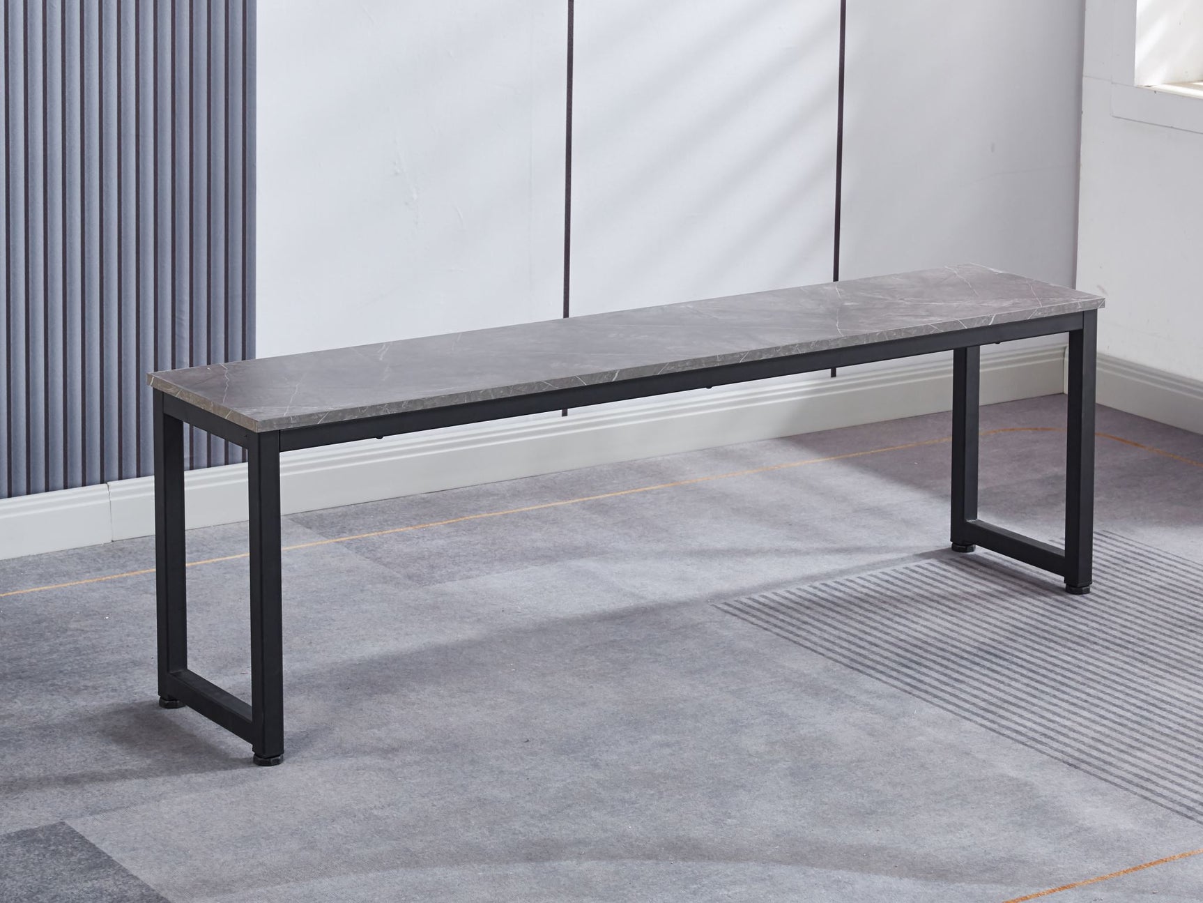 DS Marble Look Dining Table Set With 1.6M Table and 2x Bench Grey