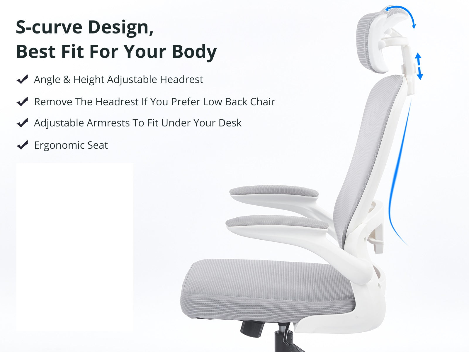Ergo Office Chair 094 grey and white