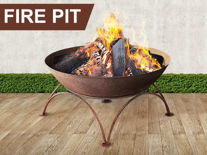 Steel Fire Pit Bowl with Rust Finish - 70cm x 40cm