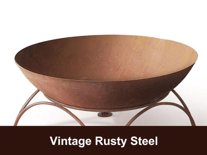 Steel Fire Pit Bowl with Rust Finish - 70cm x 40cm