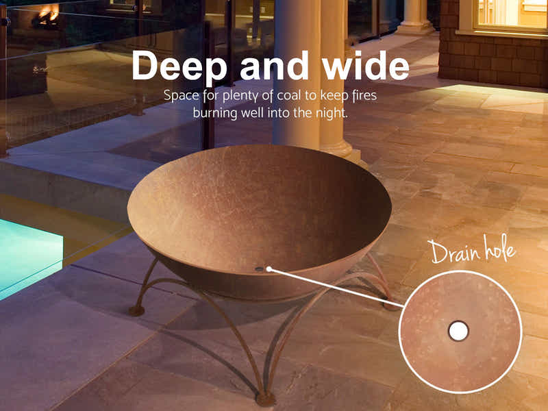 Steel Fire Pit Bowl with Rust Finish - 70cm x 40cm